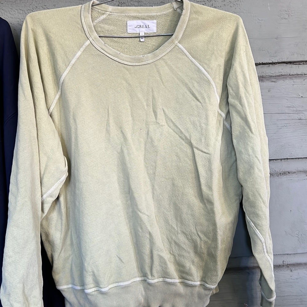 The Great Distressed Crewneck Pullover Sweatshirt